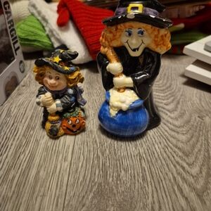 Ceramic Witch Figurines with Cauldron